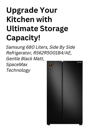 Samsung 680 Liters, Side By Side Refrigerator, RS62R5001B4/AE, Gentle Black Matt, SpaceMax Technology