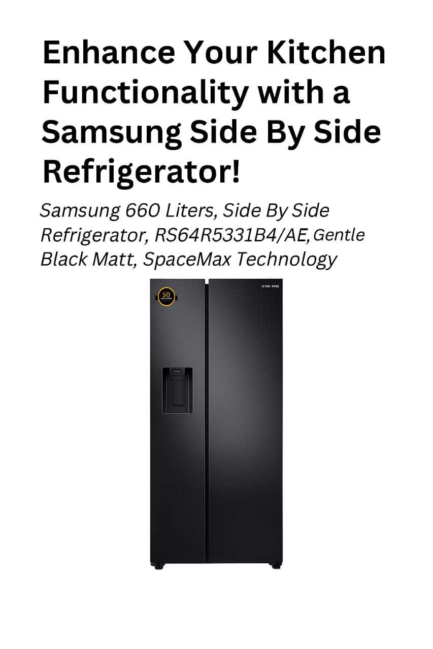 Samsung 660 Liters, Side By Side Refrigerator, RS64R5331B4/AE, Gentle Black Matt, SpaceMax Technology